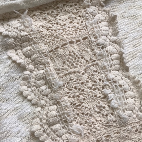 Anthro One September Crochet Lace Front Sweater M - Picture 8 of 9